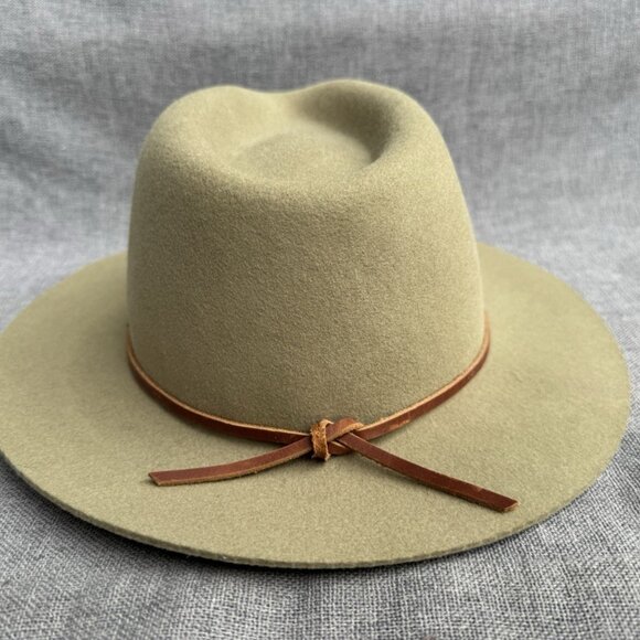 Brixton Wesley~ Unisex Olive 100% Wool Fedora Hat~ Size Medium 7 1/4/ 58cm main image 7
